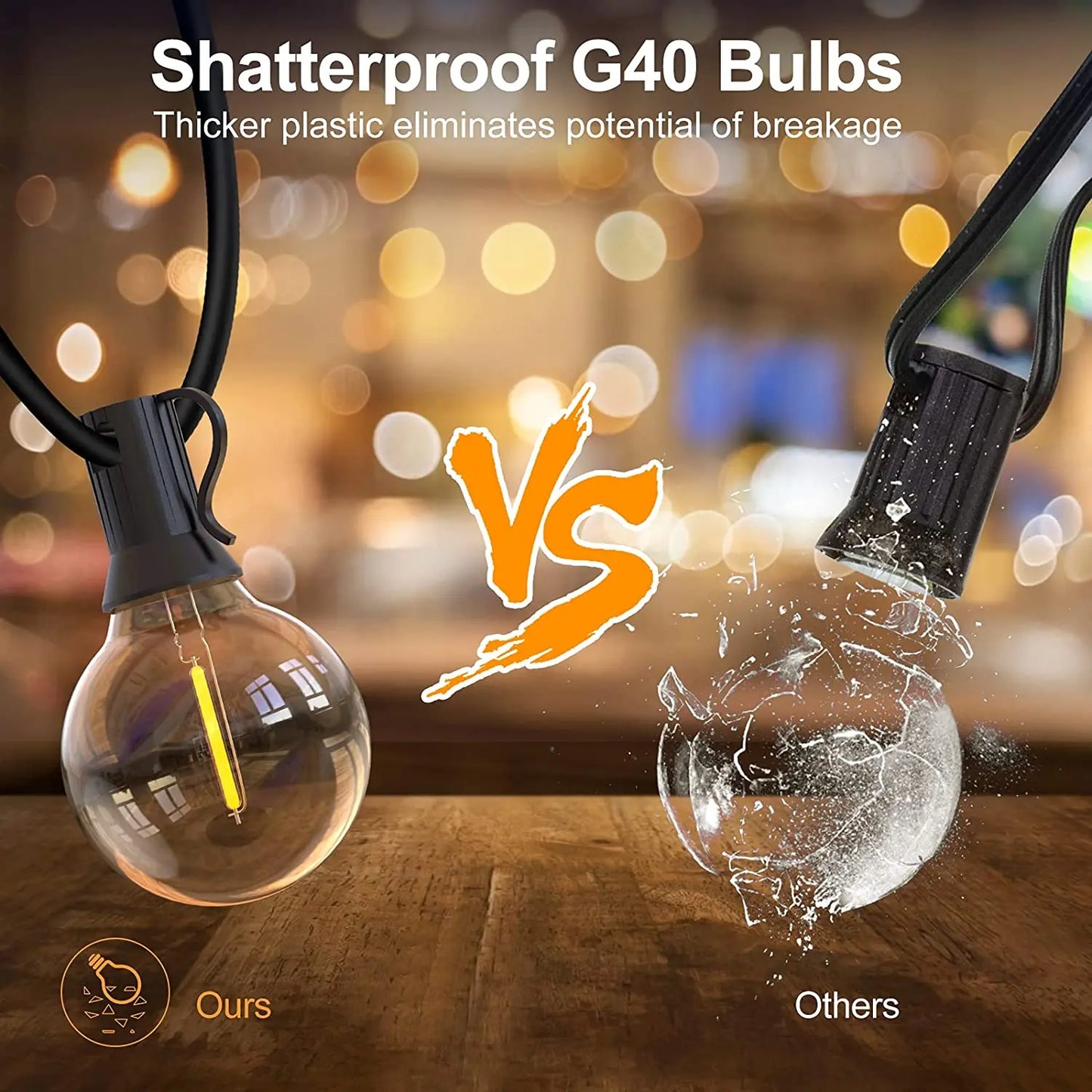 G40 Shatterproof Solar String Lights,