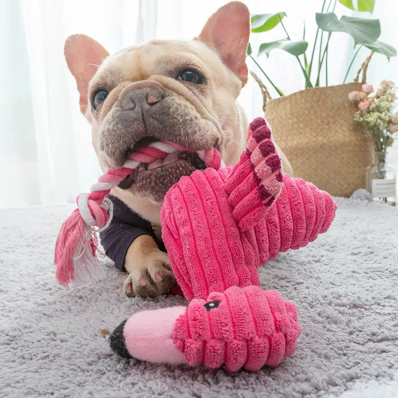 Plush Flamingo Dog Chew Bite