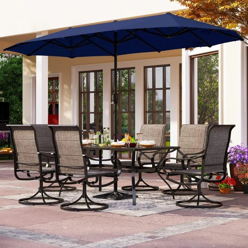 Double-Sided Twin Large Patio Umbrella with Crank, Navy Blue