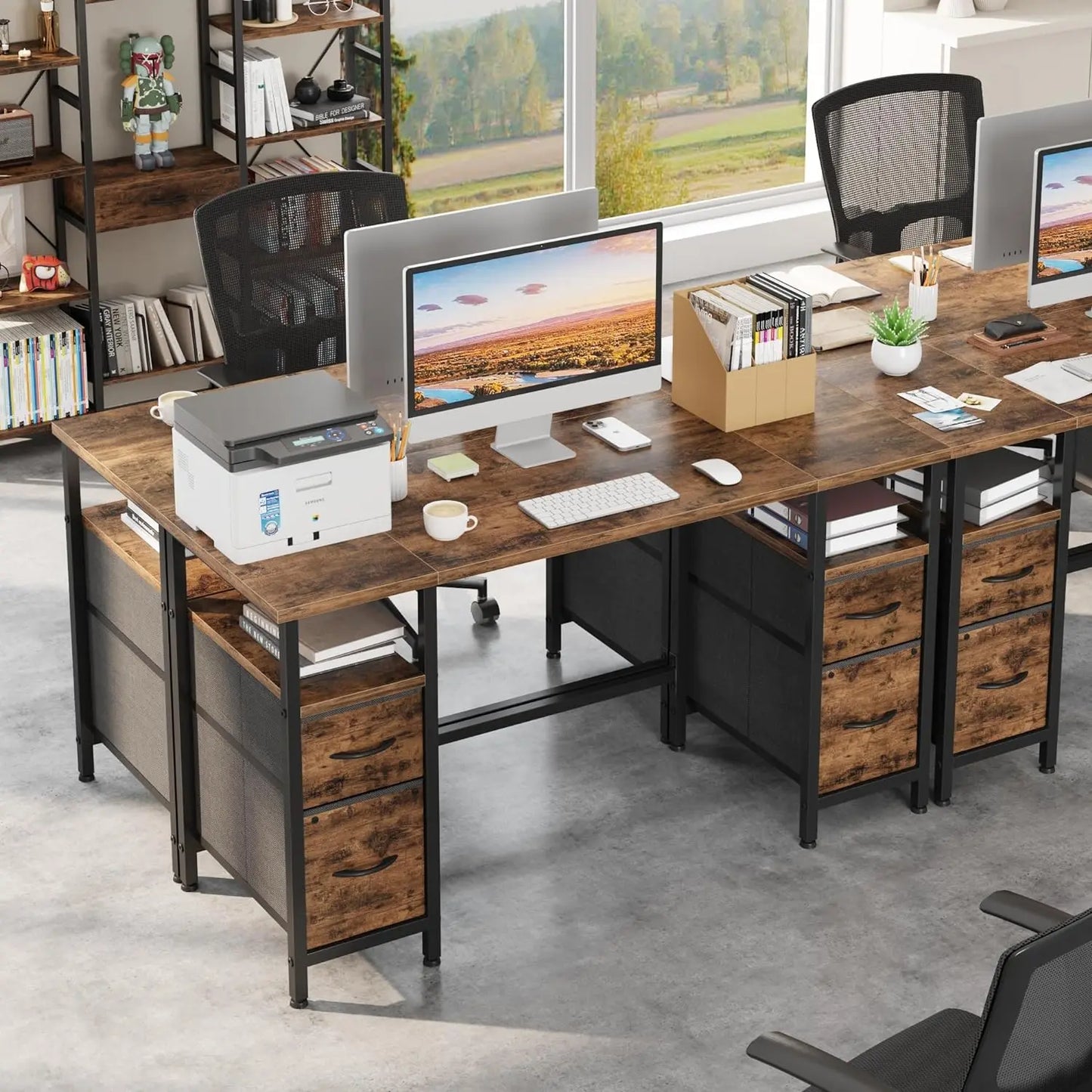 YAOHUOO 55'' Office Desk with File Drawers