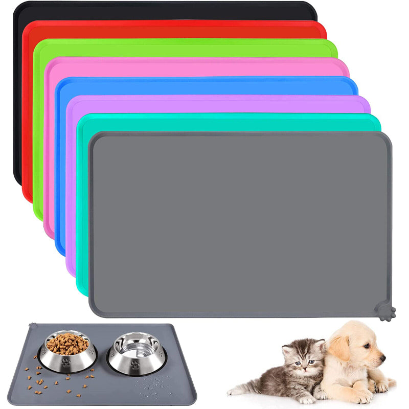 Pet Supplies Silicone Dog Bowl Mat with High Lips Non-Stick Waterproof Food Feeding Pad Puppy Feeder Tray Water Cushion Placemat