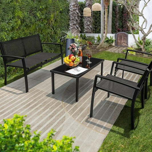 Modern Conversation Black Bistro Set