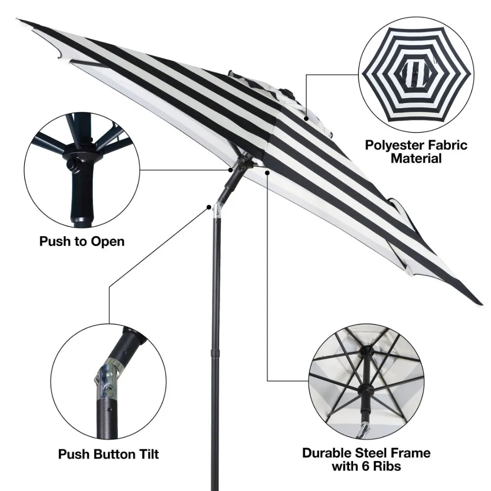 Push-Up Round Market Outdoor Umbrella