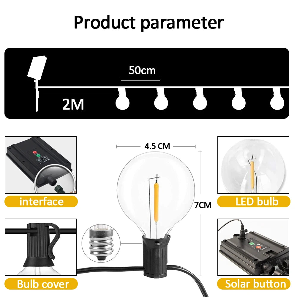 G40 Patio Solar String Lights Outdoor