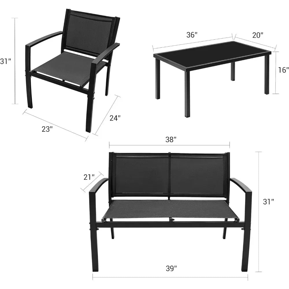 Modern Conversation Black Bistro Set