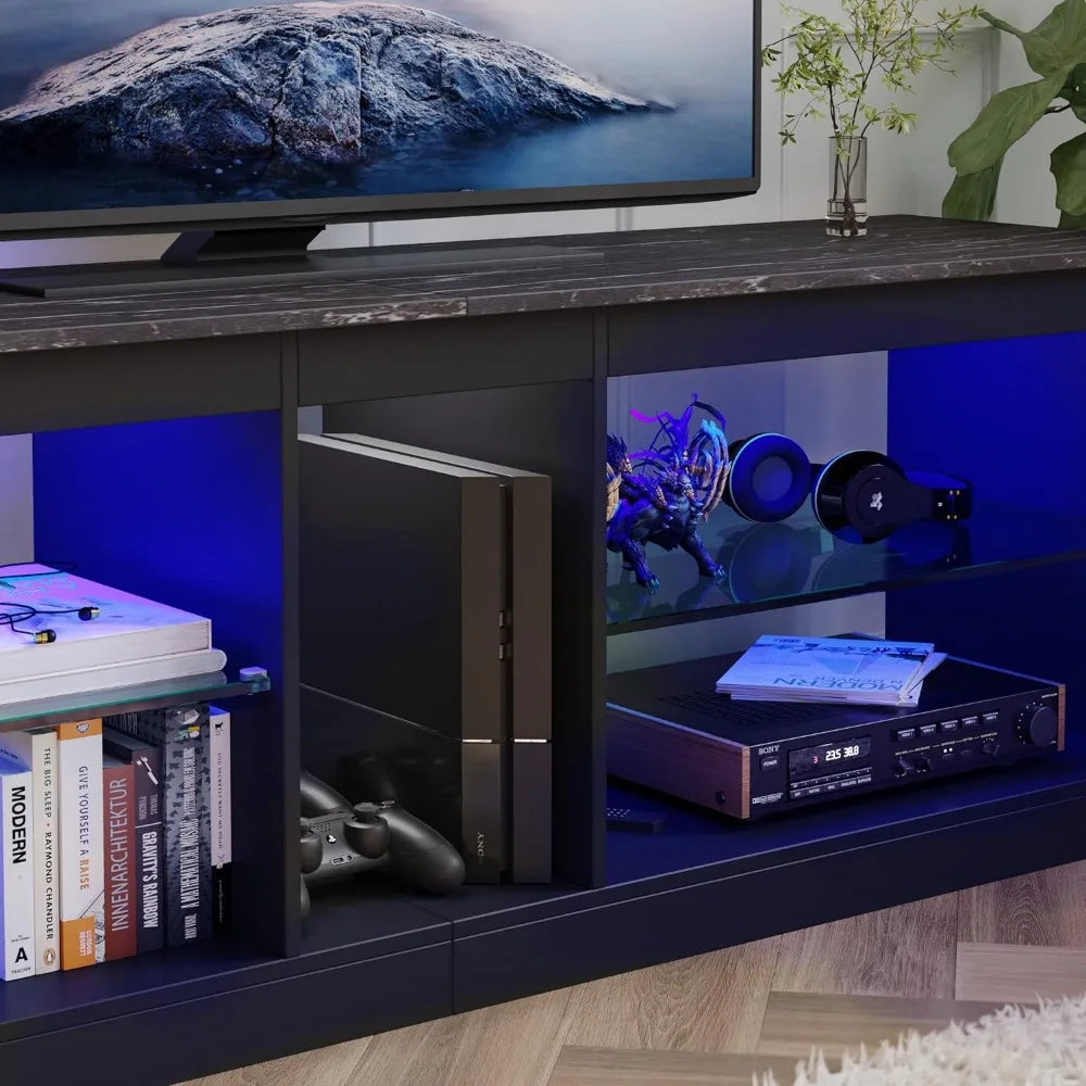 Modern TV Stand With Open Shelf Storage Cabinet