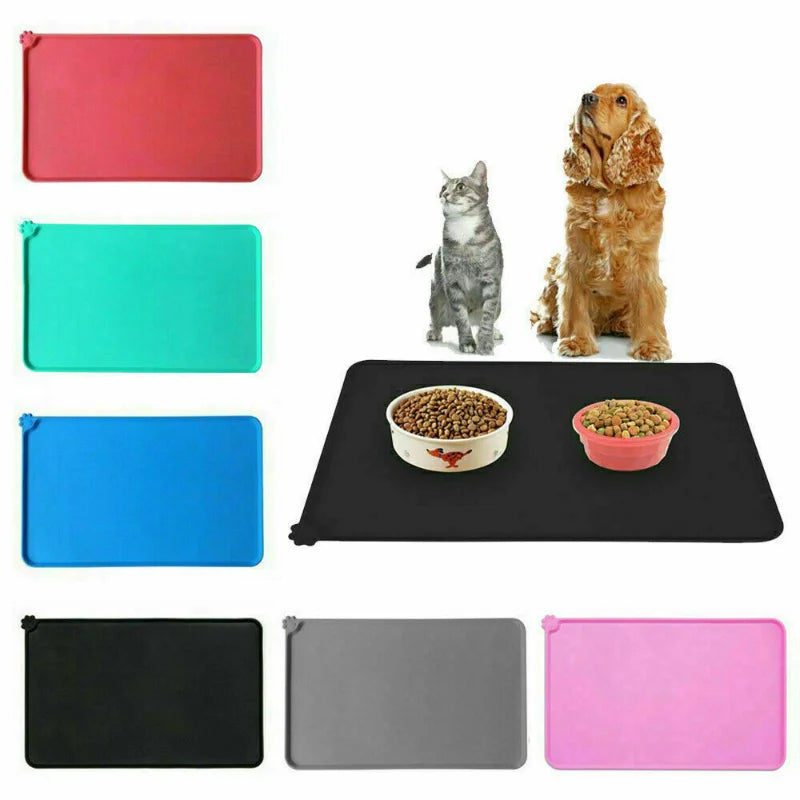 Pet Supplies Silicone Dog Bowl Mat with High Lips Non-Stick Waterproof Food Feeding Pad Puppy Feeder Tray Water Cushion Placemat