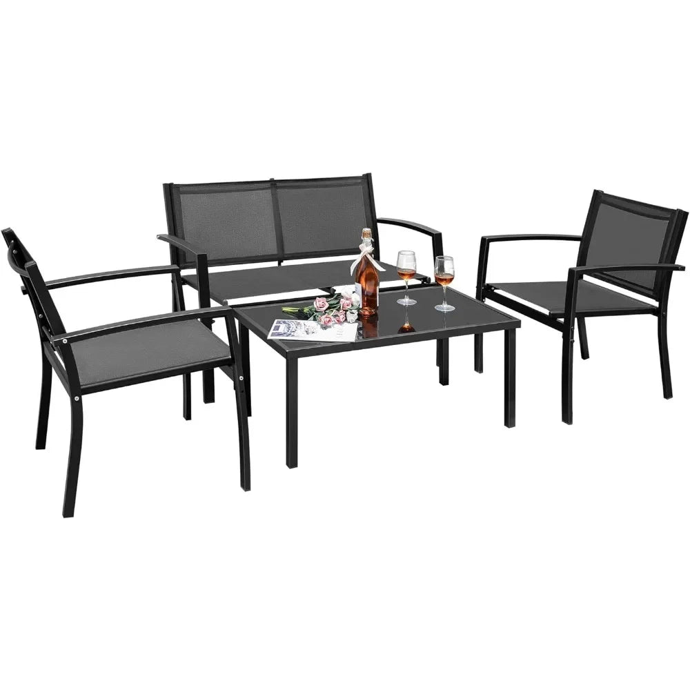 Modern Conversation Black Bistro Set