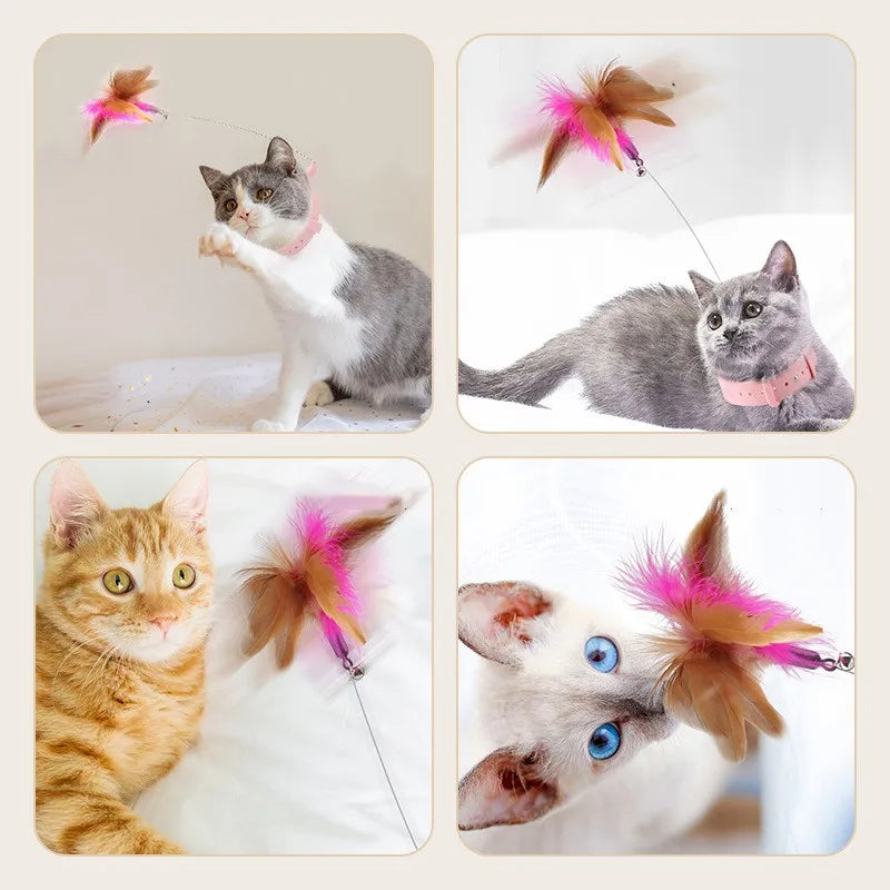 Interactive Funny Feather Teaser Stick with Bell  Cat Toys