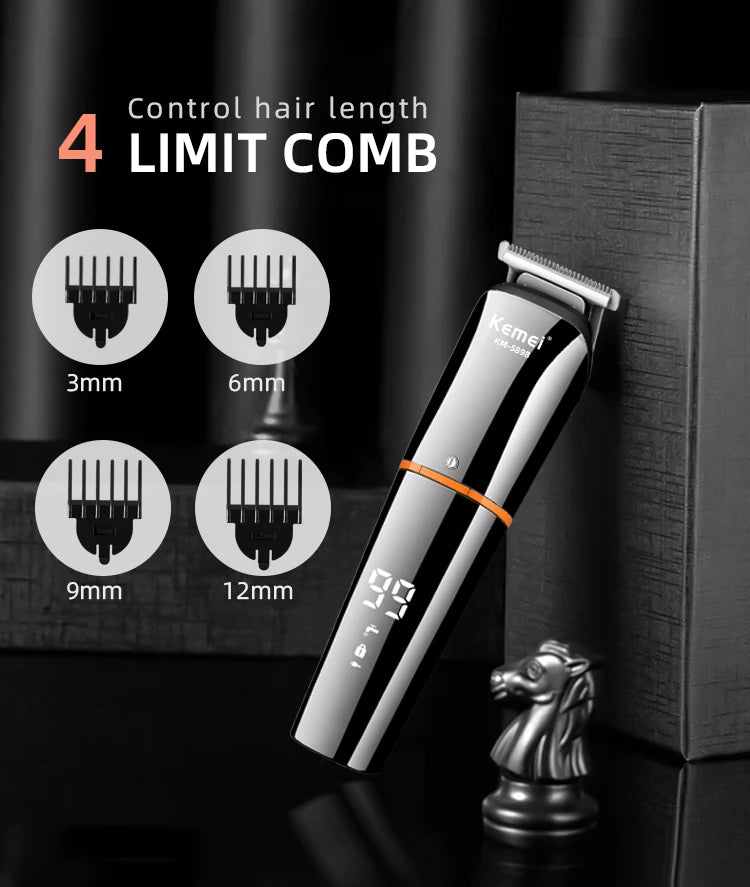 Kemei 11-in-1 Waterproof Men's Grooming Kit – Beard Trimmer, Razor, Hair Clippers & Nose Trimmer