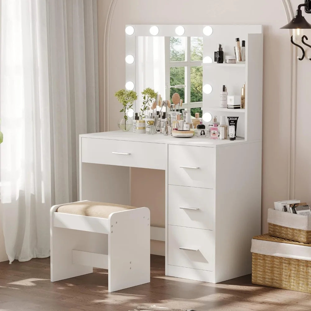 Rovaurx Makeup Vanity Table with Lighted Mirror