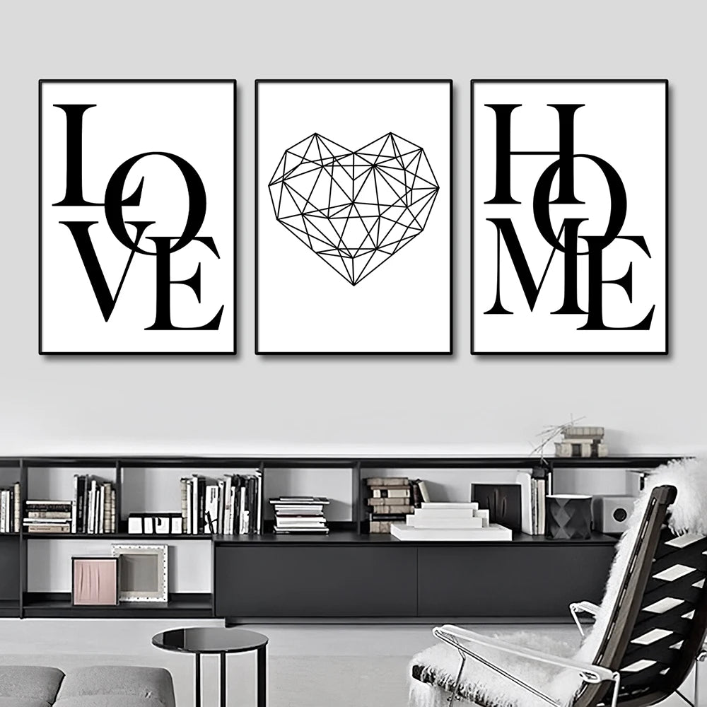 Diamond Heart Letter Canvas