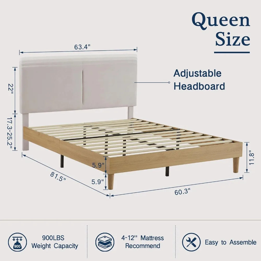 Upholstered Platform Queen Bed Frame