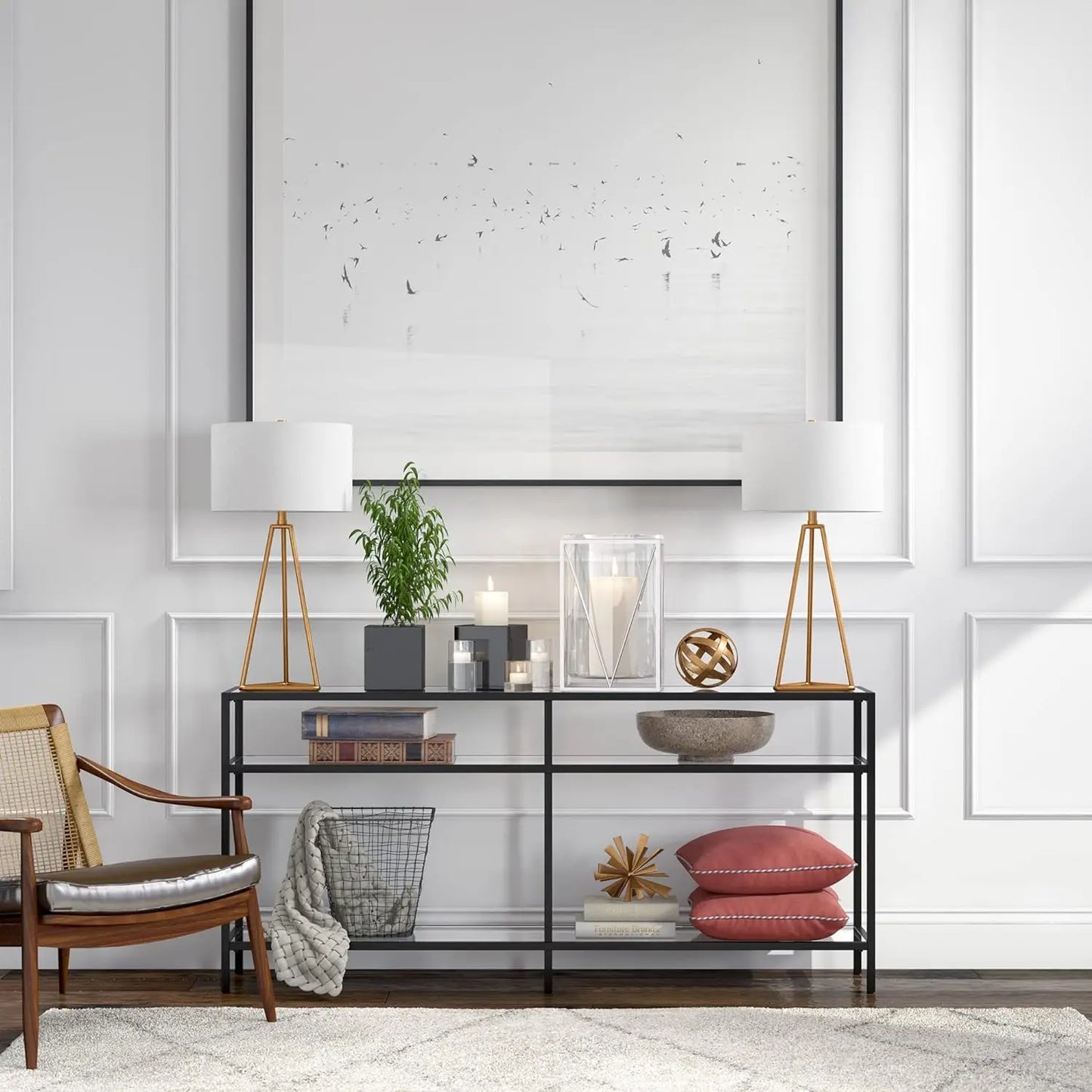 Rectangular Console Table in Blackened Bronze