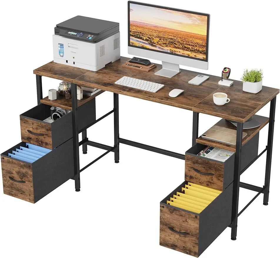 YAOHUOO 55'' Office Desk with File Drawers