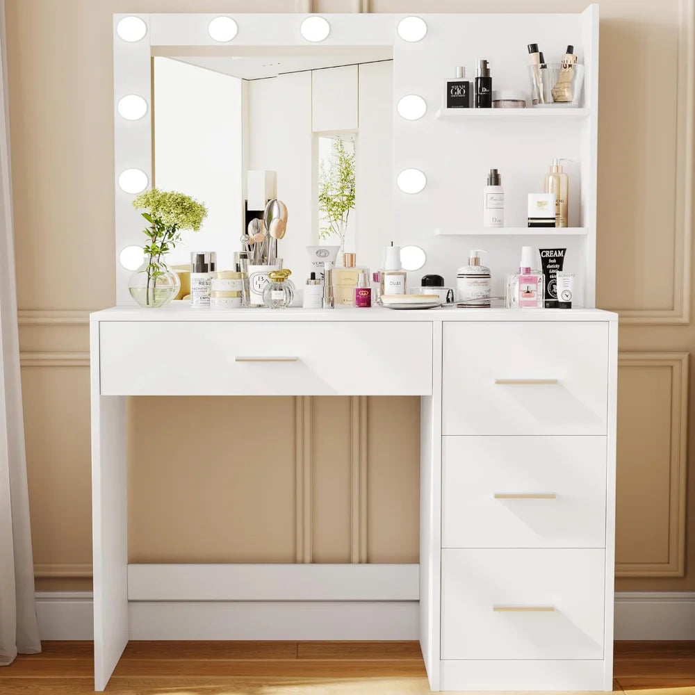 Rovaurx Makeup Vanity Table with Lighted Mirror