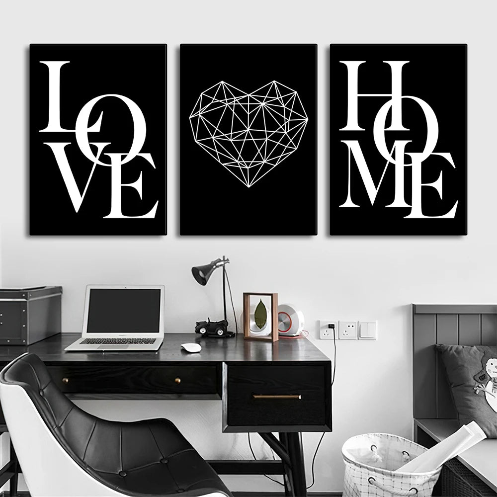 Diamond Heart Letter Canvas