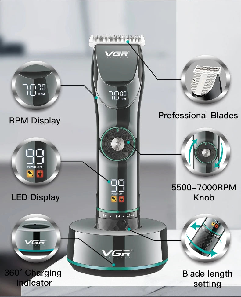 VGR Cordless Professional Hair Clipper – For Salon, Home & Beard Trimming