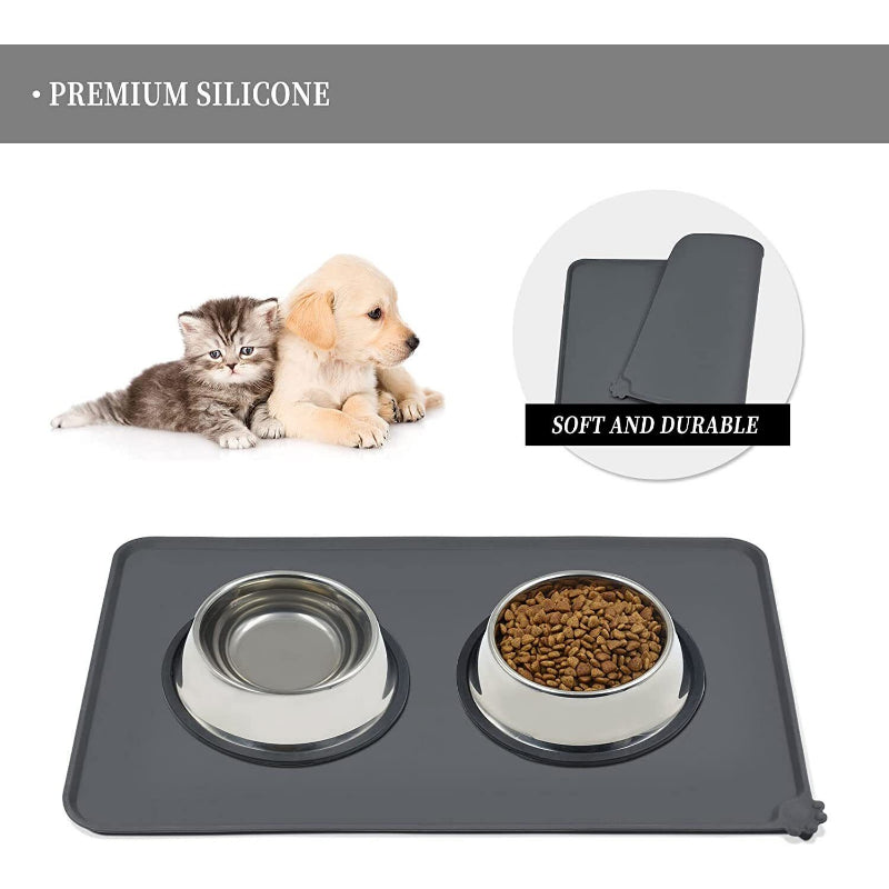 Pet Supplies Silicone Dog Bowl Mat with High Lips Non-Stick Waterproof Food Feeding Pad Puppy Feeder Tray Water Cushion Placemat