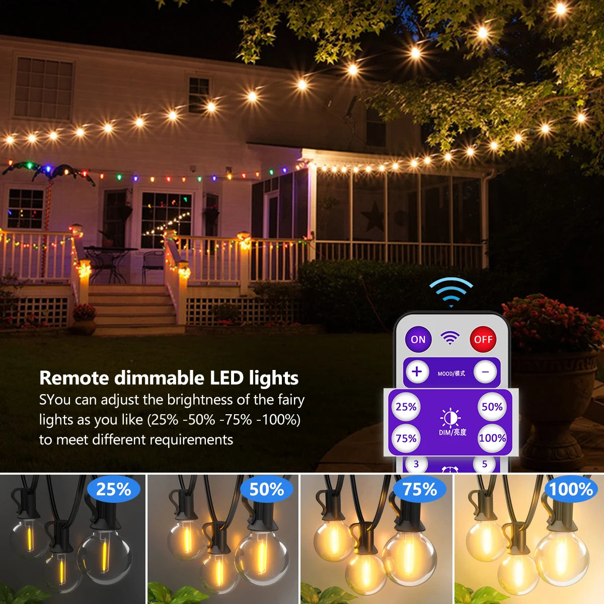 G40 Patio Solar String Lights Outdoor