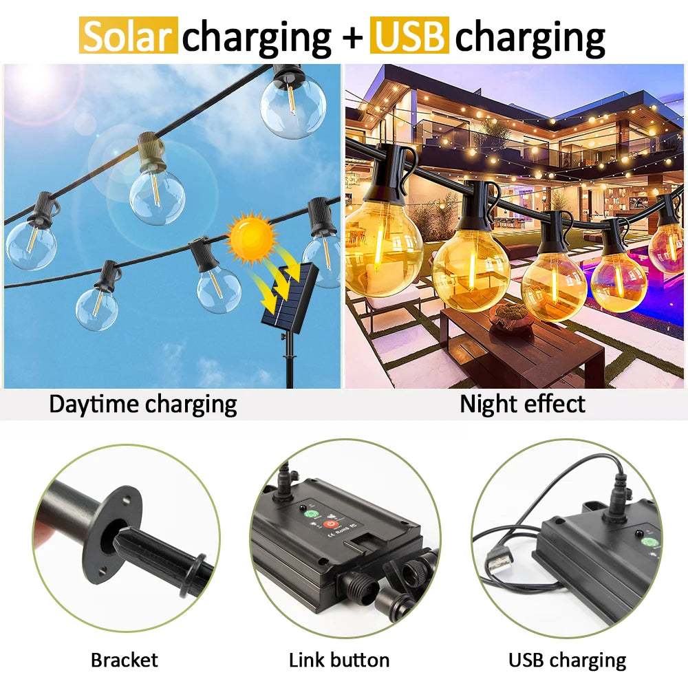 G40 Patio Solar String Lights Outdoor