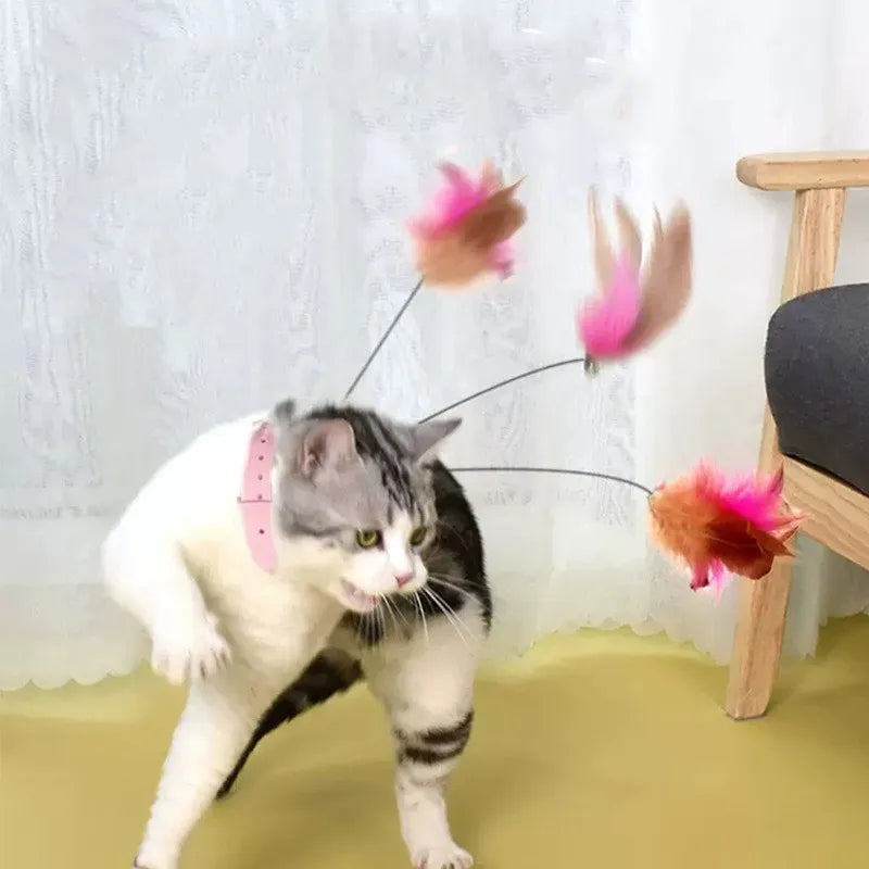 Interactive Funny Feather Teaser Stick with Bell  Cat Toys