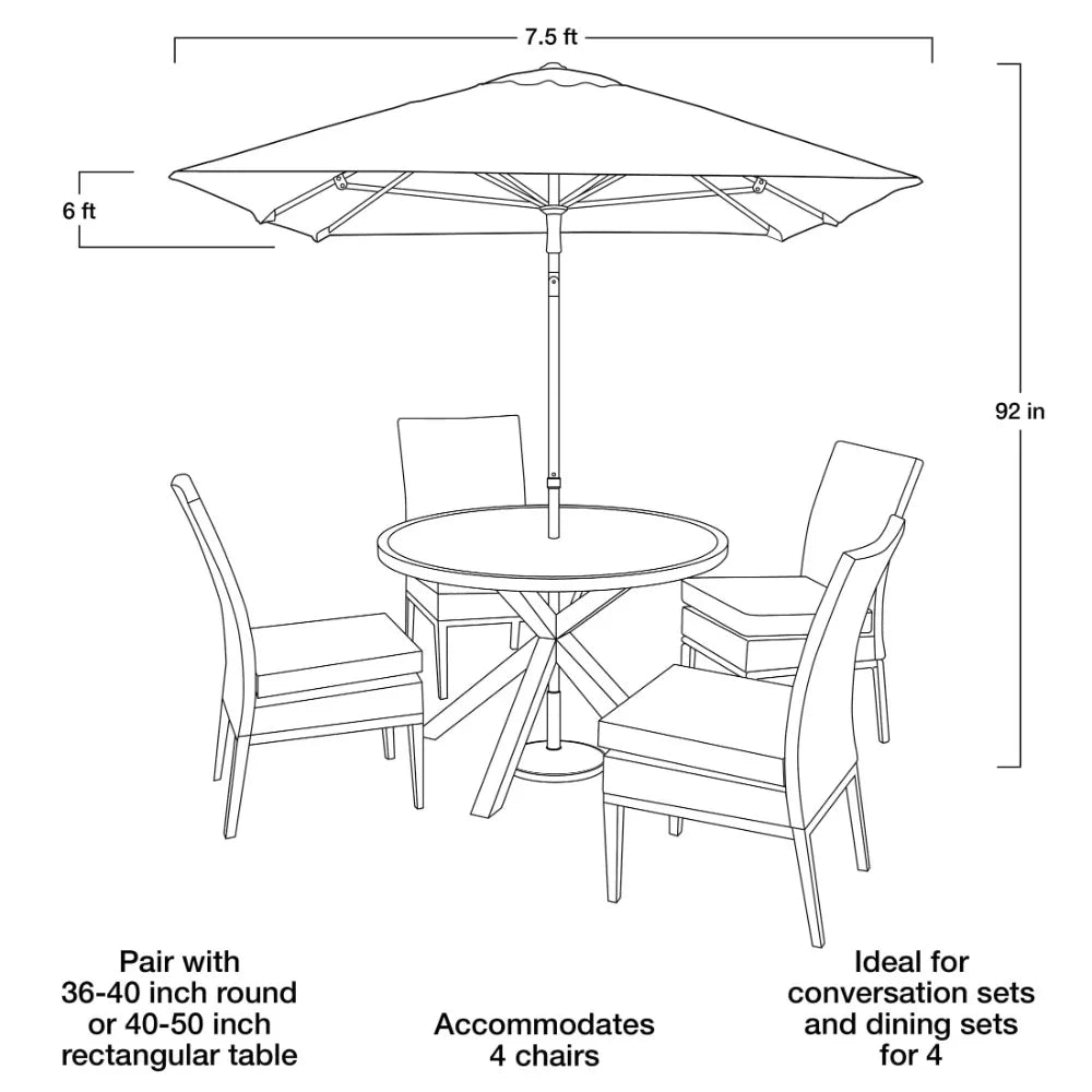 Push-Up Round Market Outdoor Umbrella