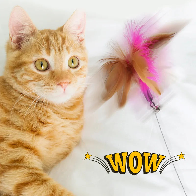 Interactive Funny Feather Teaser Stick with Bell  Cat Toys