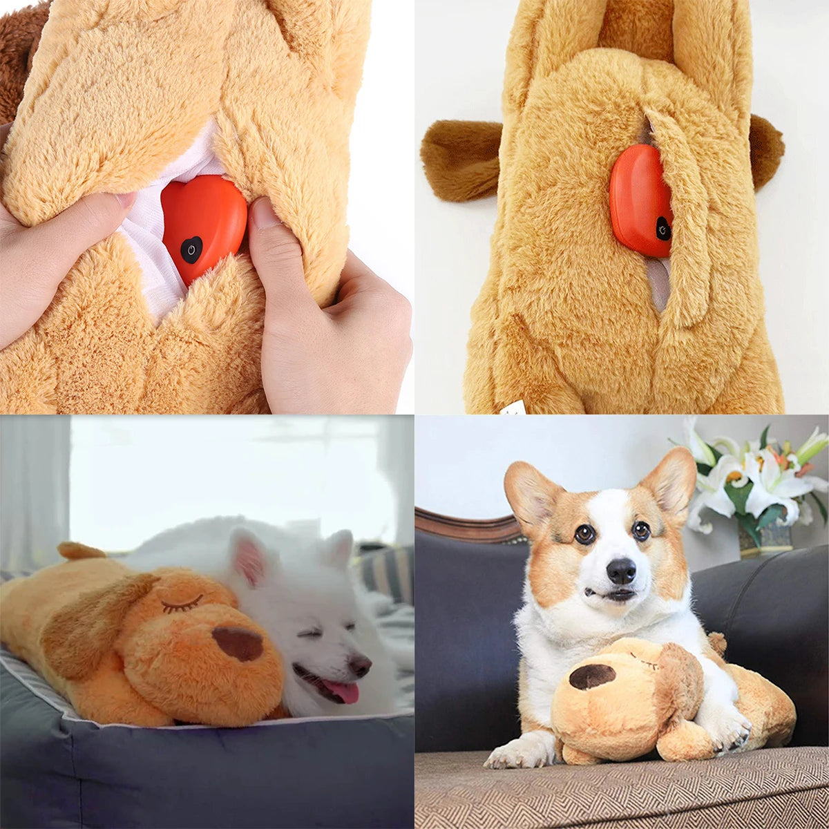 Plush Heartbeat Puppy Snuggle Toy – Anxiety Relief & Durable Chew Toy for Dogs