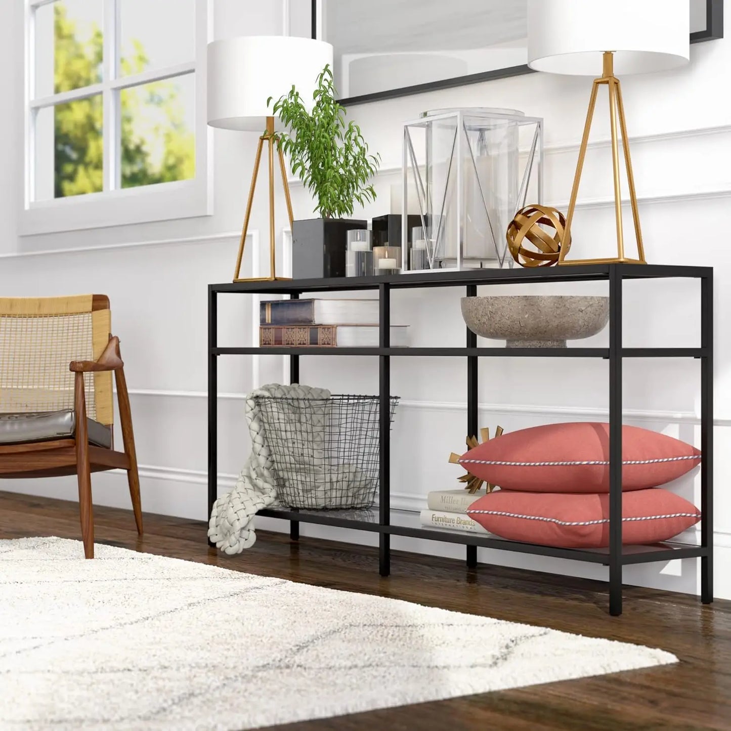 Rectangular Console Table in Blackened Bronze