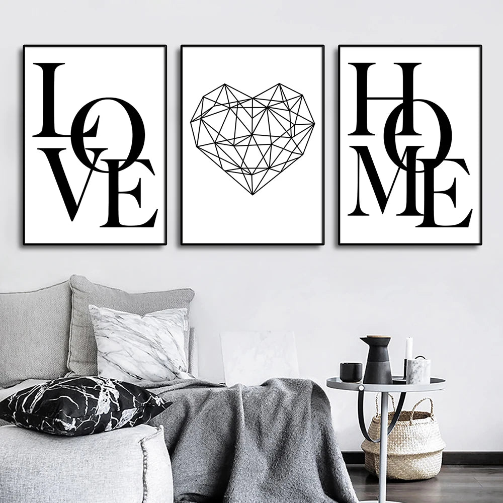 Diamond Heart Letter Canvas